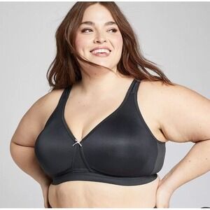 Cacique Cool Bliss Unlined No Wire Bra Breathable Mesh Panel Size 36DD Black NWT